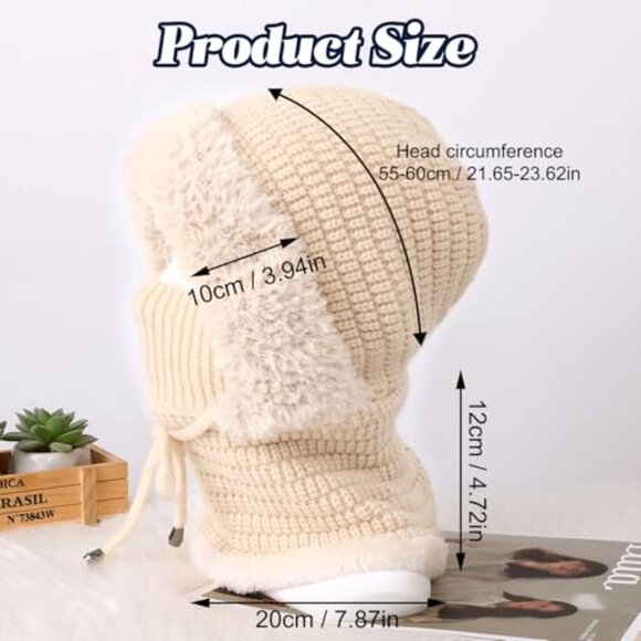 Knit Beanie Scarf Mask Set Warm Winter Ski Accessory Chunky Y2K main image 5